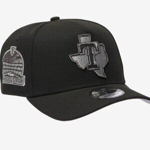 New Era Texas Rangers Black Metallic 9Forty A-Frame SnapBack Adjustable Hat Cap